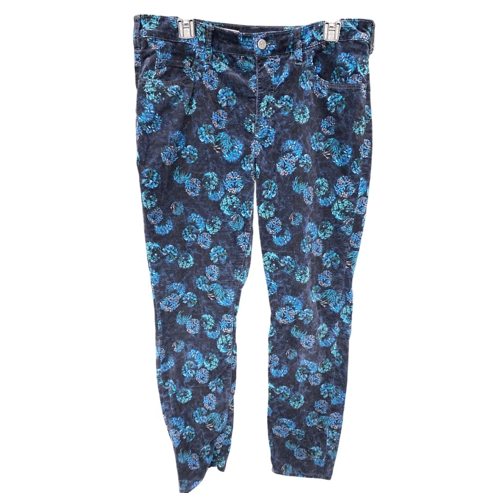 Anthropologie Pilcro Script High-rise Women's Blue Floral Velvet Jeans 31